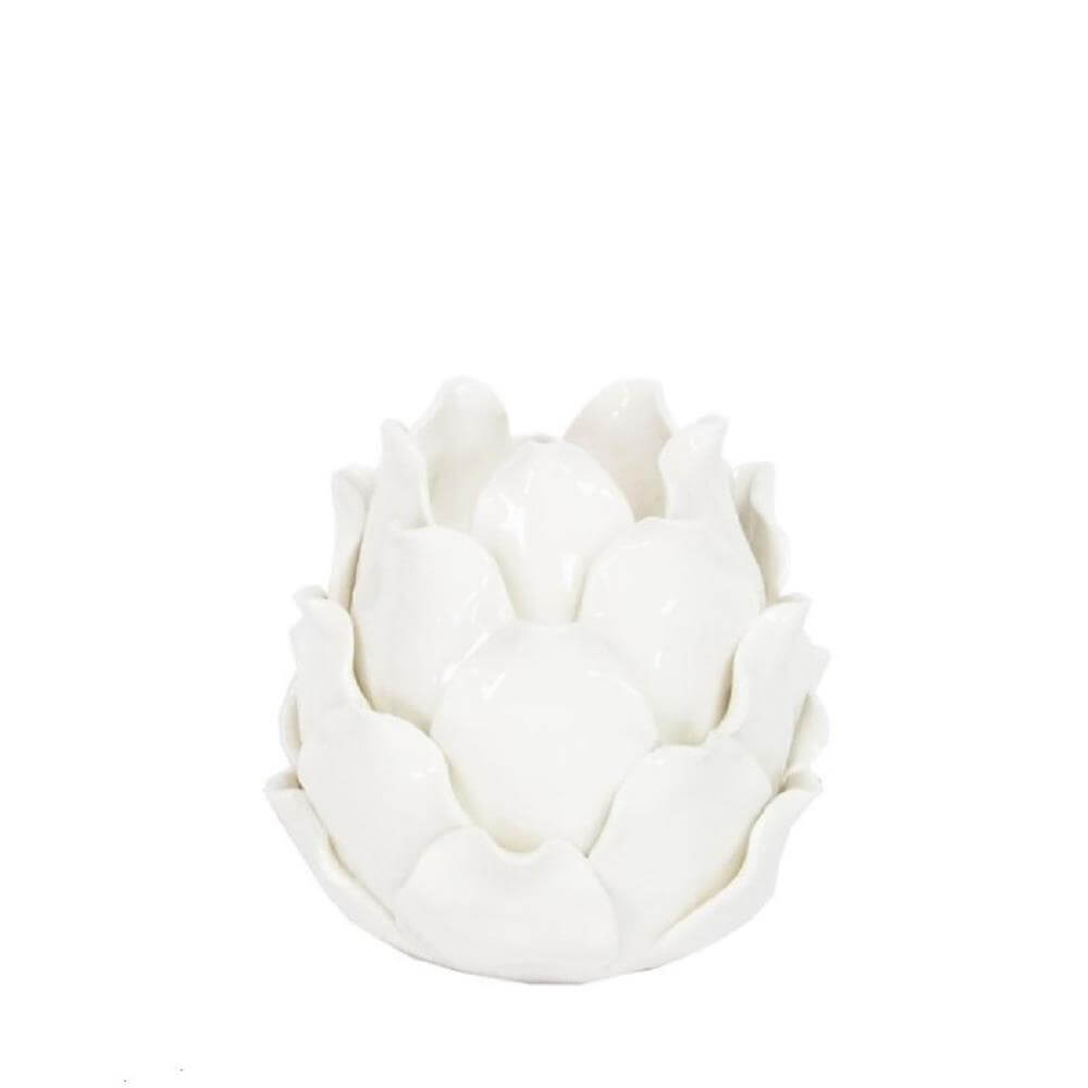 Gisela Graham Porcelain Artichoke Tealight Holder White